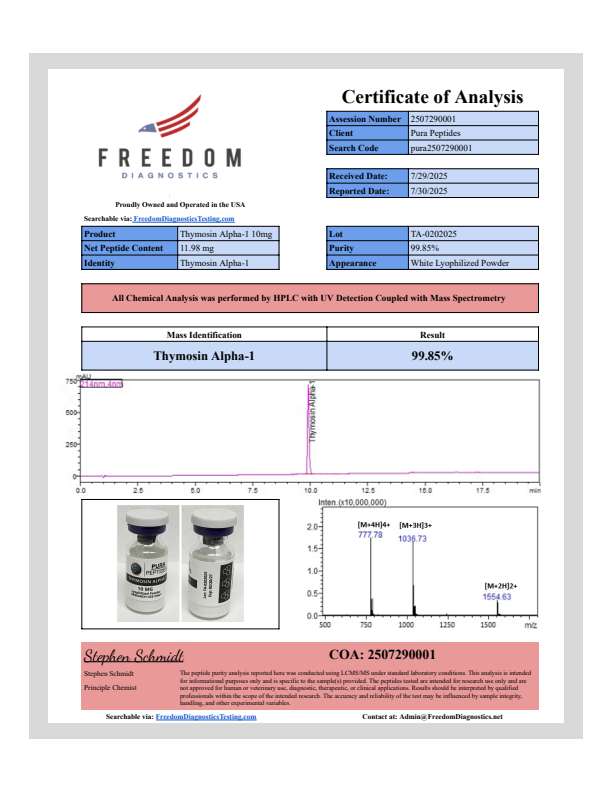 Thymosin Alpha-1 128mg Research Peptide Thymosin Alpha-1 128mg Research Peptide